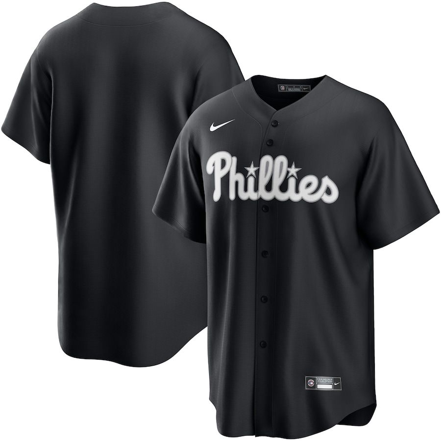 Men Philadelphia Phillies Nike Black White Official Replica MLB Jersey